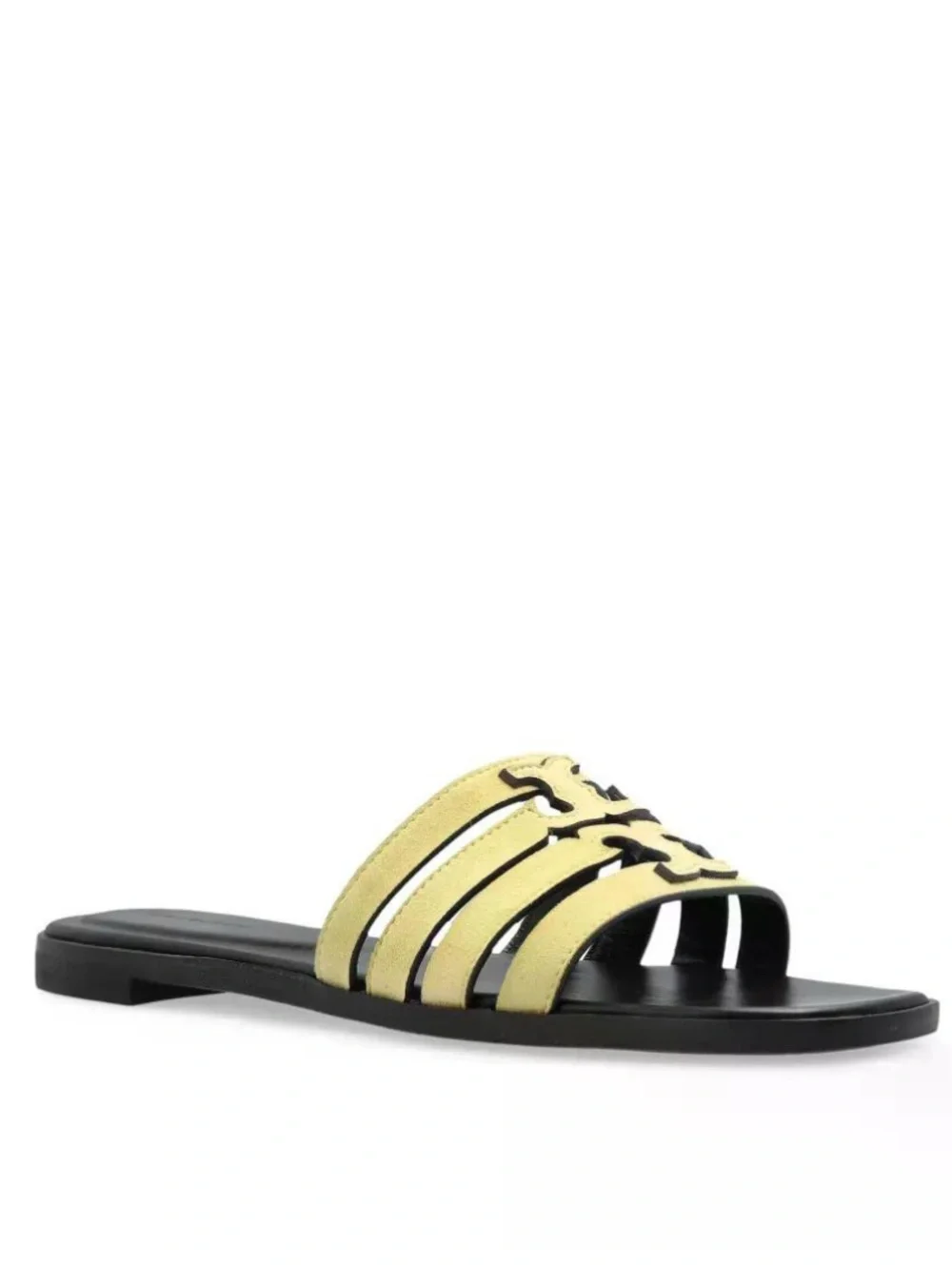 Tory Burch Pale Yellow Leather Slide Mules New With Original Box And Dust Bag